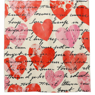 Modern Heart Pattern with Script Background (13) Shower Curtain