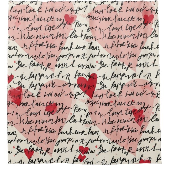 Modern Heart Pattern with Script Background (14) Shower Curtain (Front)