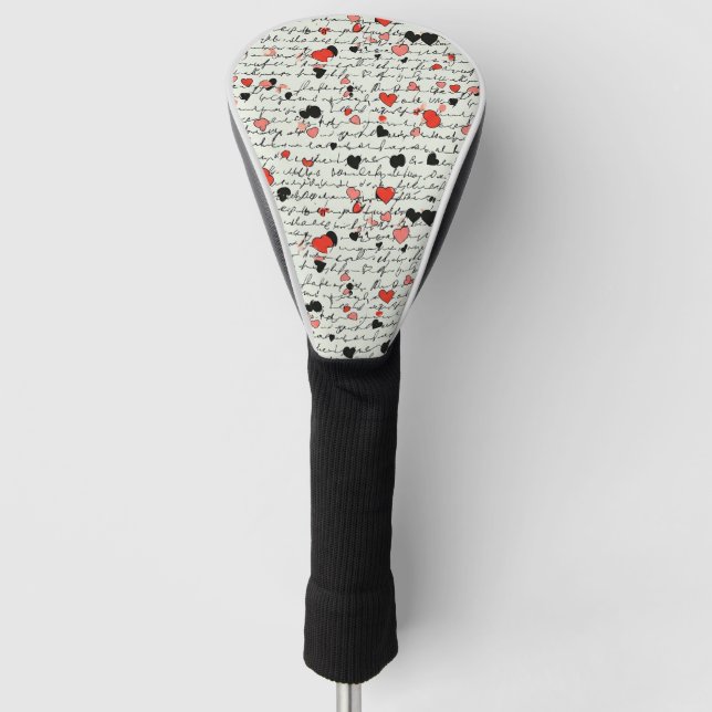 Modern Heart Pattern with Script Background (16) Golf Head Cover (Front)