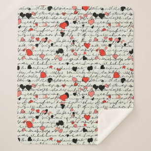 Modern Heart Pattern with Script Background (16) Sherpa Blanket