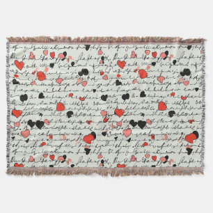 Modern Heart Pattern with Script Background (16) Throw Blanket