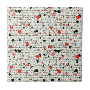 Modern Heart Pattern with Script Background (16) Tile