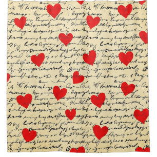 Modern Heart Pattern with Script Background (17) Shower Curtain