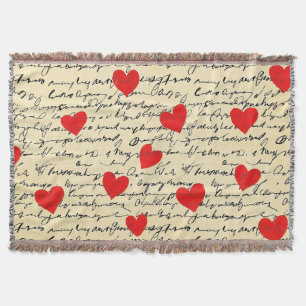 Modern Heart Pattern with Script Background (17) Throw Blanket