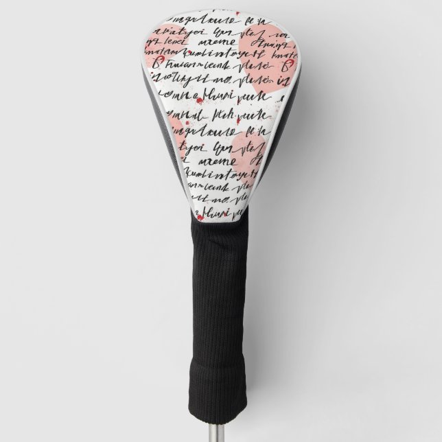 Modern Heart Pattern with Script Background (19) Golf Head Cover (Front)