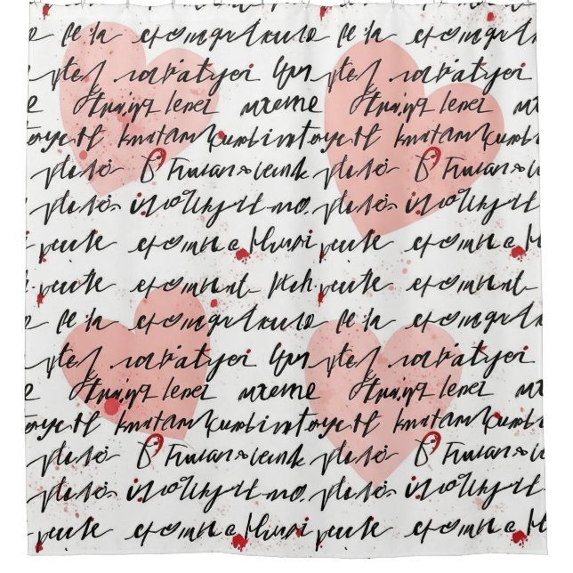 Modern Heart Pattern with Script Background (19) Shower Curtain (Front)