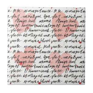 Modern Heart Pattern with Script Background (19) Tile