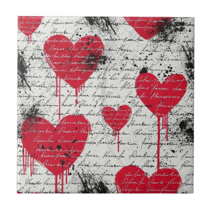 Modern Heart Pattern with Script Background (1) Tile