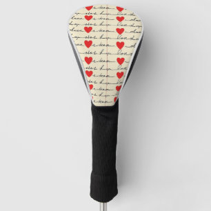 Modern Heart Pattern with Script Background (20) Golf Head Cover