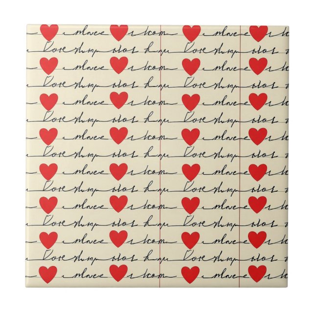 Modern Heart Pattern with Script Background (20) Tile (Front)