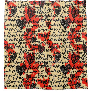 Modern Heart Pattern with Script Background (2) Shower Curtain