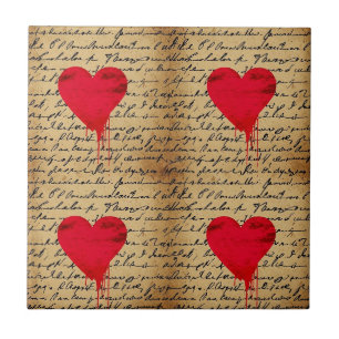 Modern Heart Pattern with Script Background (3) Tile