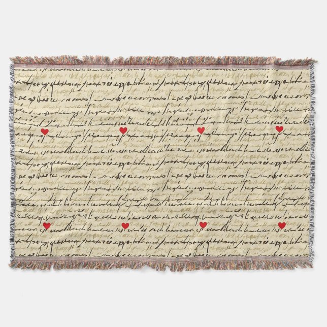 Modern Heart Pattern with Script Background (4) Throw Blanket (Front)
