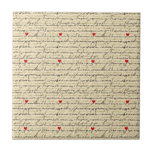 Modern Heart Pattern with Script Background (4) Tile