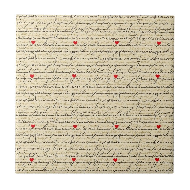 Modern Heart Pattern with Script Background (4) Tile (Front)