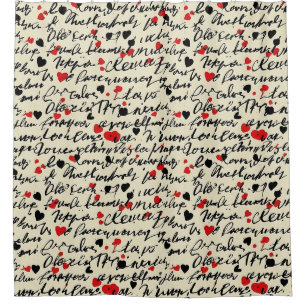 Modern Heart Pattern with Script Background (6) Shower Curtain
