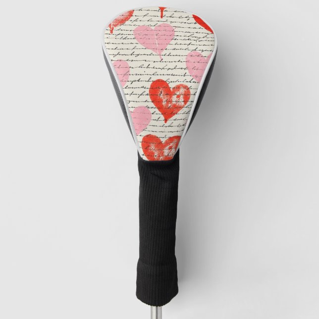 Modern Heart Pattern with Script Background (7) Golf Head Cover (Front)