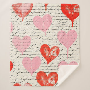 Modern Heart Pattern with Script Background (7) Sherpa Blanket