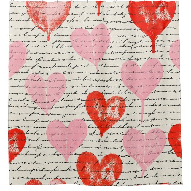 Modern Heart Pattern with Script Background (7) Shower Curtain (Front)