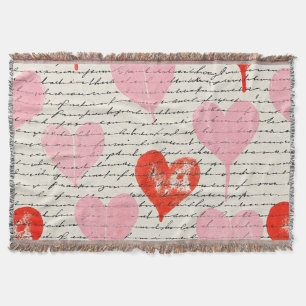 Modern Heart Pattern with Script Background (7) Throw Blanket