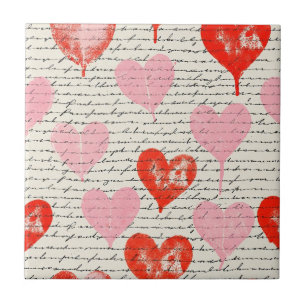 Modern Heart Pattern with Script Background (7) Tile