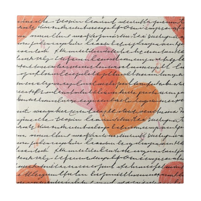Modern Heart Pattern with Script Background (8) Tile (Front)