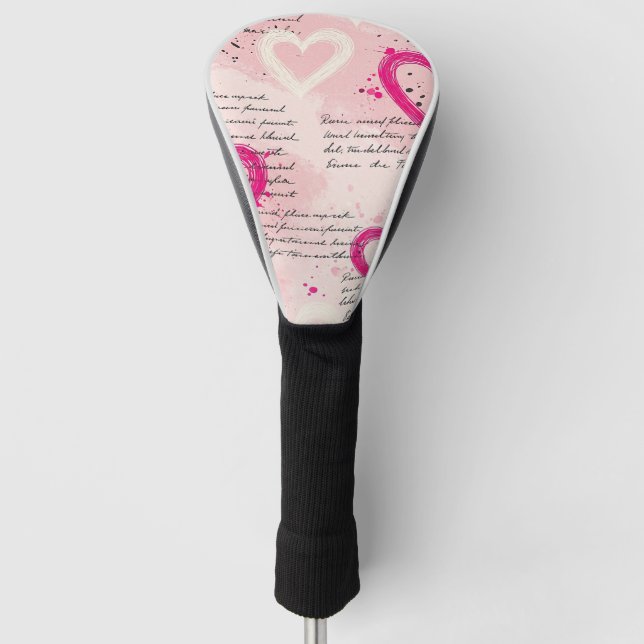 Modern Heart Pattern with Script Background (9) Golf Head Cover (Front)