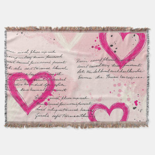 Modern Heart Pattern with Script Background (9) Throw Blanket