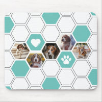 Modern Heart Paw Dog Photo Geometric Teal Unique