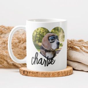 Modern Heart Pet’s Photo Name Coffee Mug