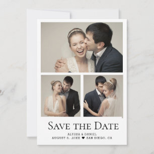 Modern Heart Photo Collage grid wedding Thank You Card