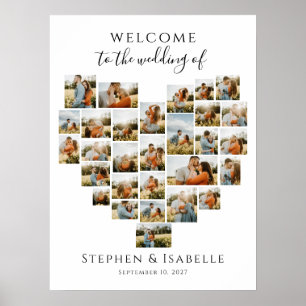 Modern Heart Photo Collage Wedding Welcome Poster