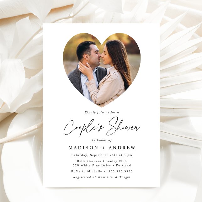 Modern Heart Photo Couple's Shower Invitation (Creator Uploaded)