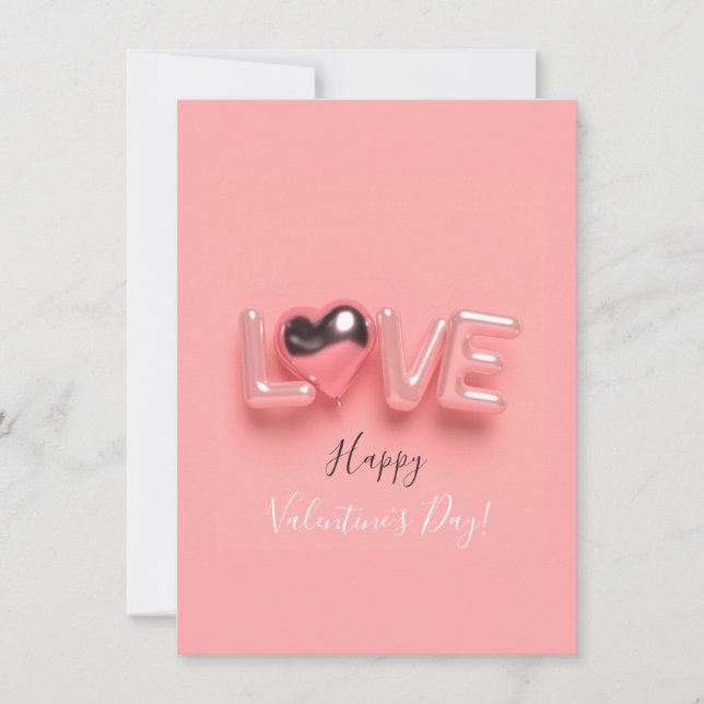  MODERN  HEART PINK VALENTINES DAY   CARD (Front)