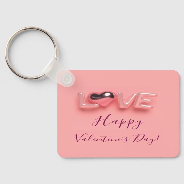  MODERN  HEART PINK VALENTINES DAY   KEY RING (Back)