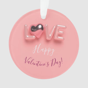  MODERN  HEART PINK VALENTINES DAY   ORNAMENT