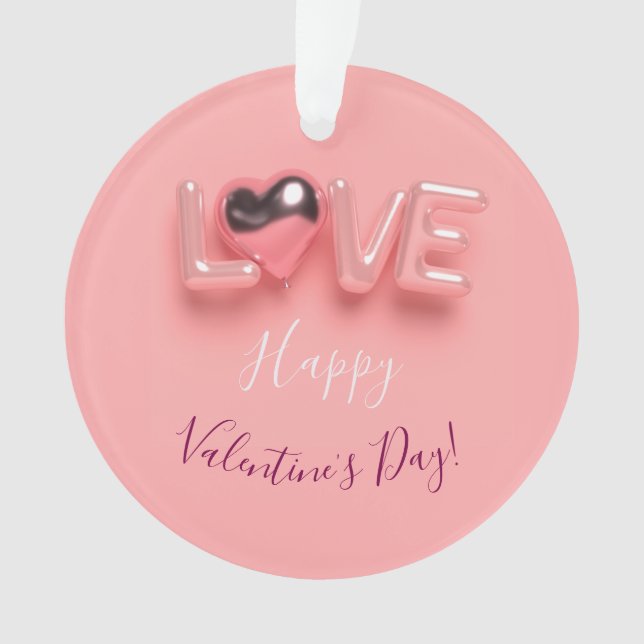  MODERN  HEART PINK VALENTINES DAY   ORNAMENT (Front)