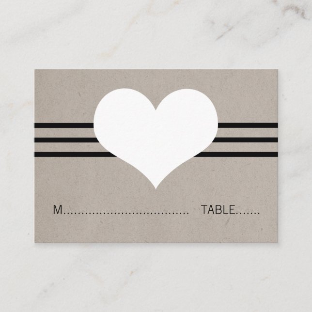 Modern Heart Place Card, Beige Card (Front)