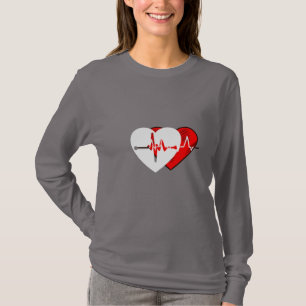 Modern heart print front and back women grey T-Shirt