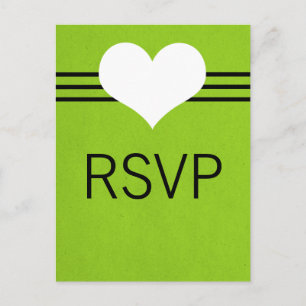Modern Heart RSVP Postcard, Green Invitation Postcard