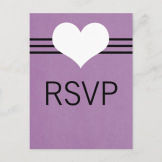 Modern Heart RSVP Postcard, Purple Invitation Postcard