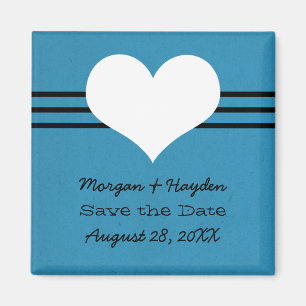 Modern Heart Save the Date Magnet, Blue Magnet
