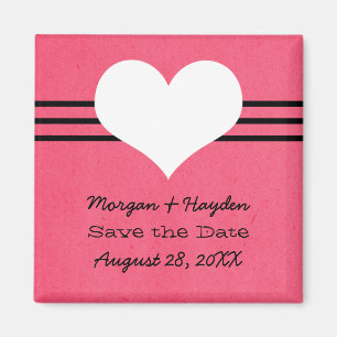 Modern Heart Save the Date Magnet, Pink Magnet
