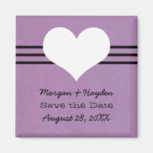 Modern Heart Save the Date Magnet, Purple Magnet