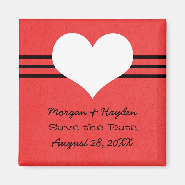 Modern Heart Save the Date Magnet, Red Magnet (Front)