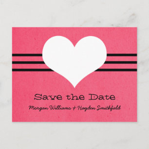 Modern Heart Save the Date Postcard, Pink Announcement Postcard