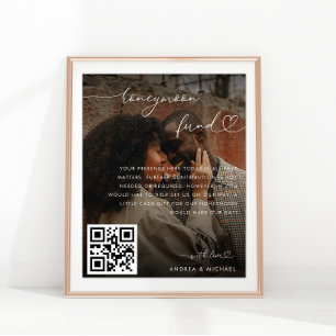 Modern Heart Script Photo Honeymoon Fund Wedding Poster