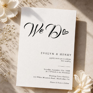Modern Heart Script Typography We Do Wedding Invitation