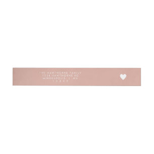 Modern Heart Send Love Minimal Blush Pink Address  Wraparound Address Label