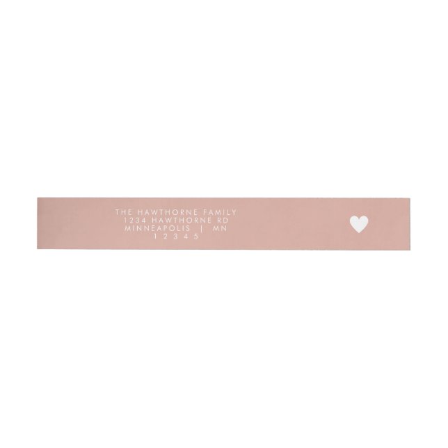 Modern Heart Send Love Minimal Blush Pink Address  Wraparound Address Label (Individual)